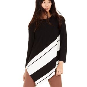Alfani Black and White Striped Long Sleeve Top
